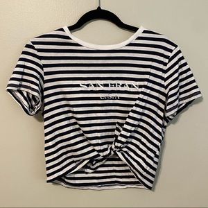 Striped Tie Crop Top! Gently worn! Size Medium